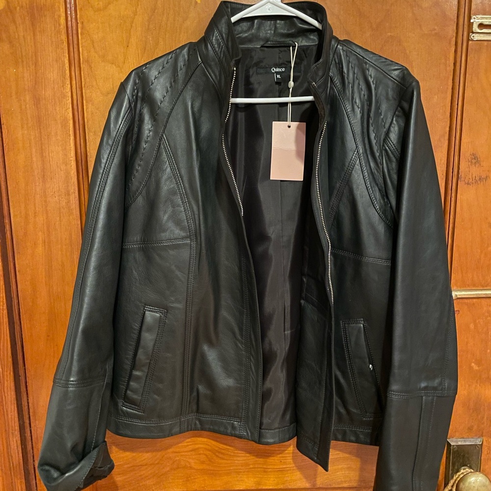 Quince Black Leather Jacket -NWT